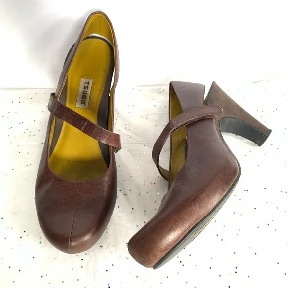 Tsubo Acrea Size 10 Brown Leather Slingback Mary Jane Pumps Comfort - 9.5 39.5 - Picture 11 of 13